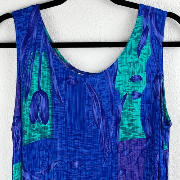 Drapers & Damons Blue Multi Crinkle Floral Sleeveless Midi Shift Dress Plus 14W - Picture 5 of 13